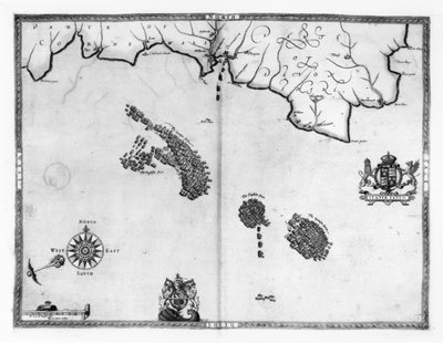Map Showing the route of the Armada fleet, engraved by Augustine Ryther by Robert Adams